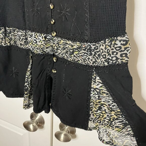 Y2K Raya Sun Mini Dress Womens S Drop Waist Black Animal Print Fairy Whimsigoth - Picture 2 of 9